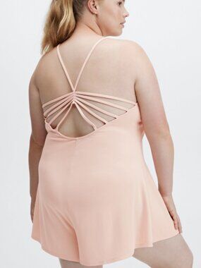 Fabletics 4X Dusty Rosette Pink Sleeveless Strappy Kyla Athletic Romper Playsuit